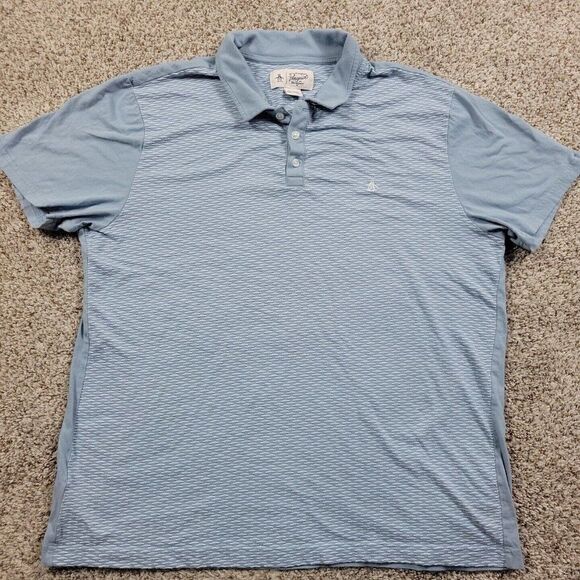 Penguin by Munsingwear Polo Shirt Mens XL Short Sleeve Blue Cotton *FLAWS* - Picture 1 of 7